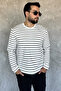 Men's Crew Neck Striped Patterned Sweatshirt - 2