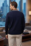 Men's Polo Collar Half Buttoned Color-Blocked Knit Sweater - 2