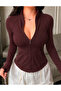 Finger-Looped Trendy Zippered Cardigan - 2