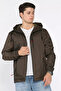 Men's Inner Lined Hooded Seasonal Coat with Emblem Detail