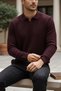 Men's Polo Neck Lycra Knit Sweater