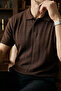 Men's Polo Collar Half Button Knitwear T-Shirt - 2