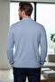 Men's Polo Neck Striped Patterned Half Zipper Knit Sweater - 2