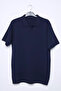 Men's Polo Neck Self-Line Patterned Knitwear T-Shirt - 3