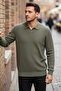 Men's Polo Neck Lycra Knit Sweater - 2