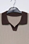Men's Polo Neck Self-Patterned Knit Sweater - 4