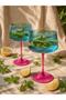 R'Eyla Lol Bohemia Crystal 220 Cc Oven Painted Cup Goblet Blue Fuchsia – Set of 2 - 7