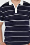 Men's Polo Collar Half Zipper Striped Patterned Knitwear T-Shirt - 4
