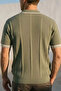 Men's Polo Collar Half Zipper Striped Patterned Lycra Knitwear T-Shirt - 2