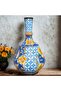 Handcrafted Decorative Vase, 30 cm, Blue Floral Pattern - 2