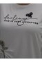 Plus Size Women's Short Sleeve Blouse with Stone Embellishments, Rose and Text Detail - 4