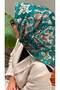 Dark Green Vi̇ra Pattern Soft Cotton Scarf - 2