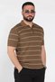 Men's Polo Collar Half Zipper Striped Patterned Knitwear T-Shirt
