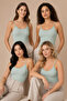 Women's 4-Pack 95% Cotton 5% Elastane Thin Strap Ribbed Undershirt Green