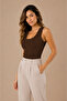 Women's 2-Pack 95% Cotton U-Neck Thick Strap Ribbed Camisole Undershirt Brown - 2