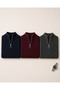 3-Pack Men's Half-Zipper Stand Collar Ribbed Knit Sweater