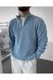 3-Pack Men's Half-Zipper Stand Collar Ribbed Knit Sweater - 3