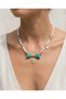 Natural Stone Women's Necklace Real Pearl Turquoise Stone Gold Eye Pendant Steel Gold Detailed Vintage Bohemian Jewelry - 3