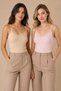 Women's 2-Piece 95% Cotton Lace Detailed Thin Strap Ribbed Undershirt Skin-Pink