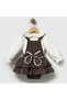 100% Cotton Baby Girl 2-Piece Special Day Birthday Set – Brown Polka Dot Bowknot Salopet Dress and Ruffled Peter Pan Collar Blouse - 2