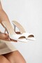 White Matte Asymmetrical Single Strap Thin Heeled Slippers Ttanra - 6