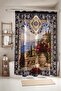 Bathroom Curtain, Seaside and Roses Patterned Shower Curtain, Bathtub Curtain 175X200Cm