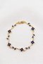 Navy Blue Clover Model Zircon Stone Gold Color Stainless Steel Women's Bracelet
