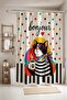 Bathroom Curtain, Bonjour Cat with Glasses Patterned Shower Curtain, Bathtub Curtain 175X200Cm