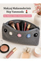 Makeup Bag with Zipper and Floral Detail, Gray Organizer, Pen Holder, Accessory Bag - 4
