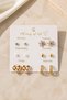 Days of the Week Concept 6-Piece Nail Earring Set - Heart Flower and Pearl Detailed Women's Jewelry