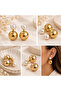 Gold Pearl Detailed Dangle Ball Earrings - 3