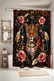Bathroom Curtain, Roses and Leopard Pattern Shower Curtain, Bathtub Curtain 175X200Cm