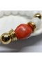 White Agate and Coral Natural Stone 316L Steel Gold Detailed Antique Design Women's Flexible Bracelet - 6
