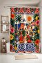 Bathroom Curtain, Floral Seaside Village Patterned Shower Curtain, Bathtub Curtain 175X200Cm