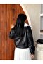 Leather Jacket with Fur Collar and Double Pockets - 6