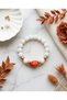 White Agate and Coral Natural Stone 316L Steel Gold Detailed Antique Design Women's Flexible Bracelet