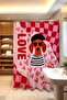 Bathroom Curtain, Cat Pattern with Heart Glasses Shower Curtain, Bathtub Curtain 175X200Cm - 3