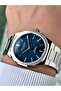 Special Design Silver-Navy Blue Color 5 Atm Slim Case Steel Band Men's Wristwatch 8275Lc - 2