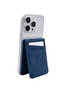 Magnetic Navy Blue Adhesive 4-Compartment Magnetic Card Holder with Clipstand Stand