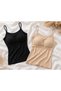Cotton Padded Athlete's Undershirt, Comfortable for Use Without Bra, Daily Athlete's Undershirt, Black & Beige (Nude), 2-Piece Lycra - 8