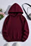 Burgundy Plain Hooded Oversized Sweatshirt