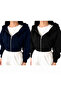 Pack of 2 Black and Navy Blue Crop Zippered Cardigans - 2