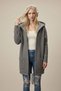 Gret Oversize Soft Textured Hooded Back Skirt Slit and Lace Detailed Low Sleeve Knitwear Women's Cardigan & Jacket - Smoked - 6