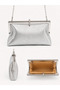 Roselle Patterned Glitter Clutch Evening Bag Silver - 6