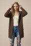 Gret Oversize Soft Textured Hooded Back Skirt Slit and Lace Detail Low Sleeve Knitwear Women's Cardigan & Jacket - Brown - 5