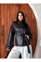 New Season Mock Neck Short Leather Trench Coat - 2
