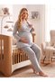 New Season Women's Gray Long Sleeve Double Breasted Collar Breastfeeding Compatible Special Design 100% Cotton Maternity Pajama Set - 6