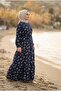 Haki̇m Collar Half Buttoned Waist Tieed Patterned Women's Tunic Viscose Dress