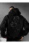 Black Rose Printed Premium Oversize 3 Thread Soft Hooded Sweatshirt Hoodie