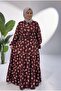 Haki̇m Collar Half Buttoned Waist Tieed Patterned Women's Tunic Viscose Dress - 2